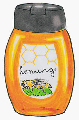 Tecknad honungsburk - illustration från boken Måltidspedagogik i förskolan